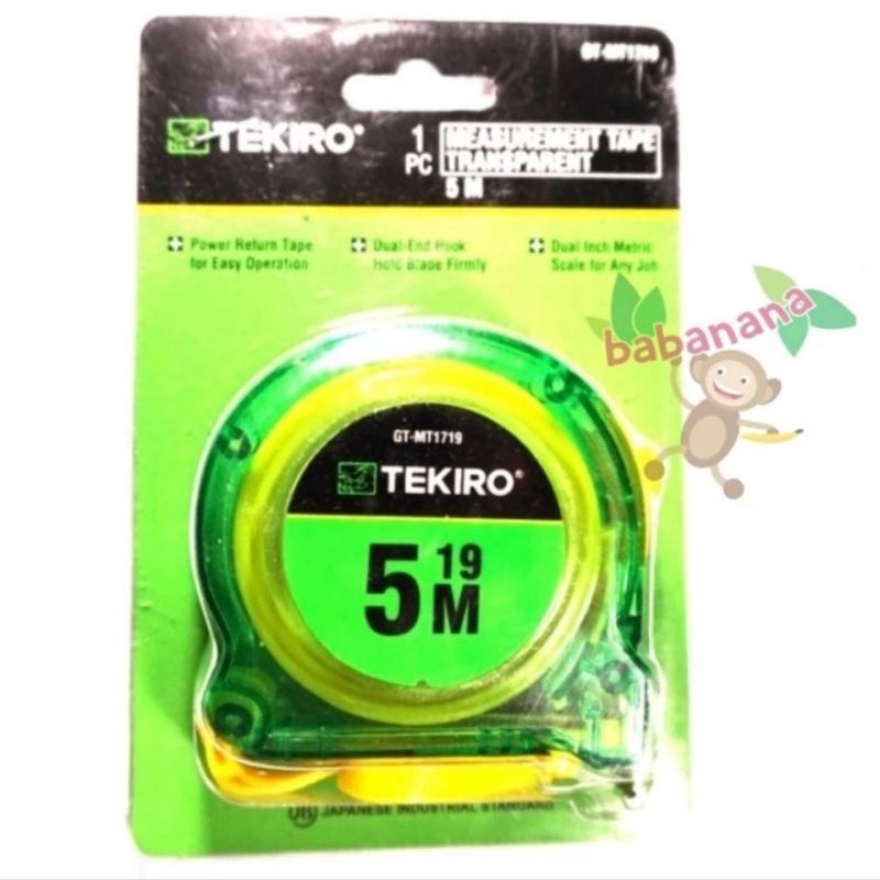 Tekiro meteran transparan 5 Meter 5m 500cm original measure tape