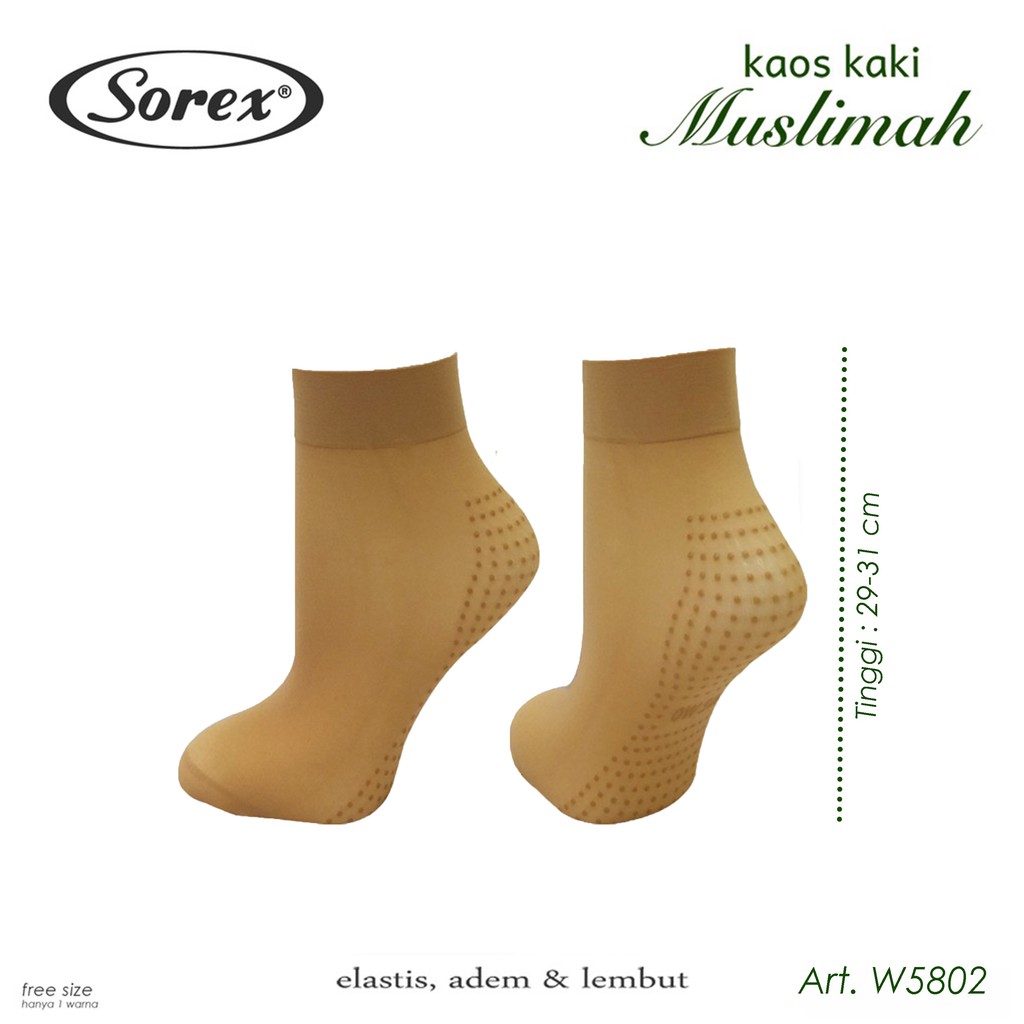 Kaos Kaki Sorex W5802 Muslimah | Kaos Kaki Anti Slip [ Medium ] Bwr