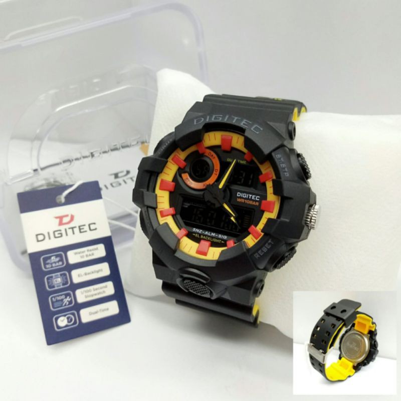 Jam Tangan Pria Digitec Original DG4112 Dual Time Tahan Air