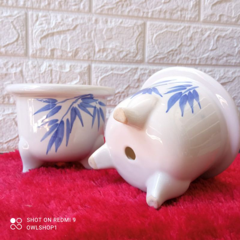 pot mame bulat kaki keramik