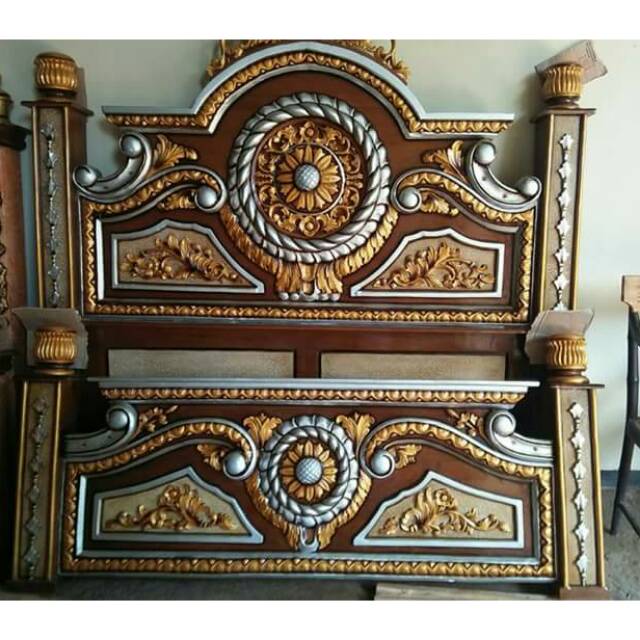 tempat tidur jati ukir gong ukuran 180x200cm