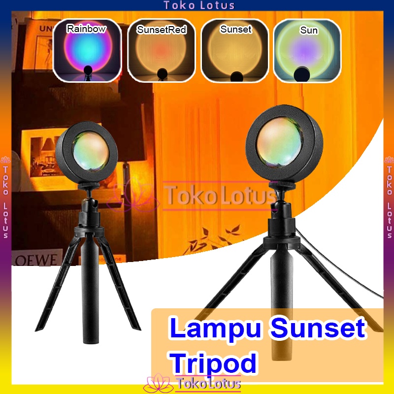 Lampu sunset+Tripot mini Led Motif Rainbow SunsetRD Sunset Sun Untuk foto aestetik [Bisa Bayar COD]