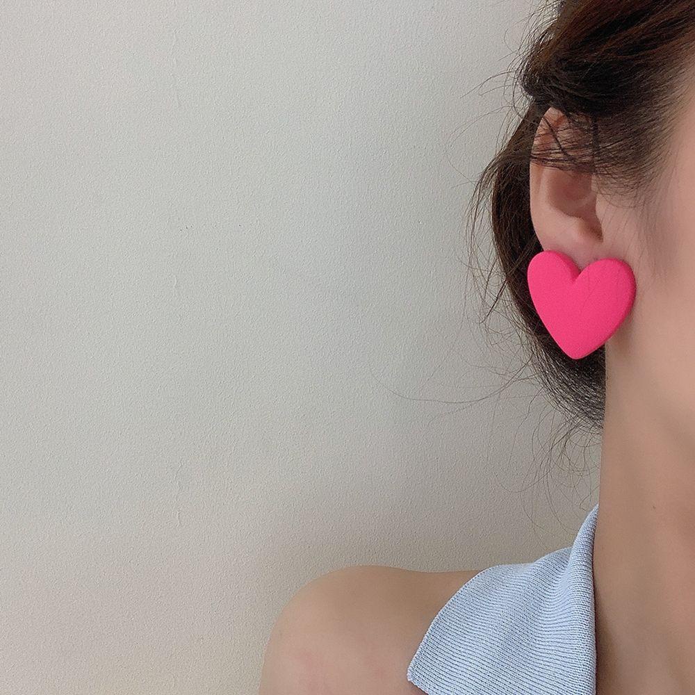 Anting Cinta Hati Agustinina Warna-Warni Manis Pesta Perempuan Gadis Akrilik Gaya Korea Earrings