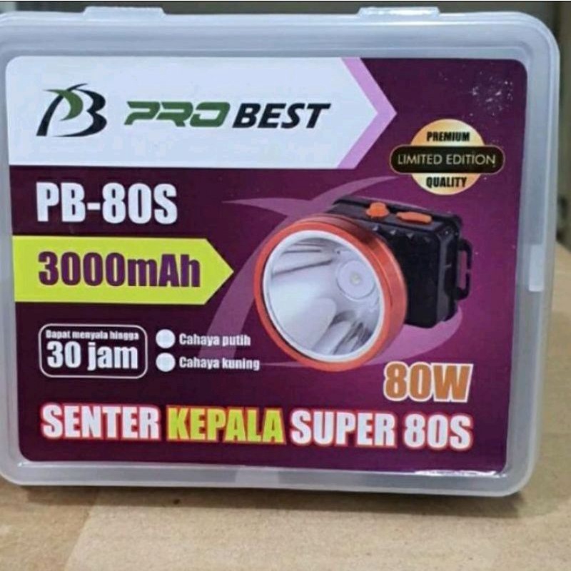 Senter Kepala 80 Watt Probest PB-80S/Tahan30Jam/Senter