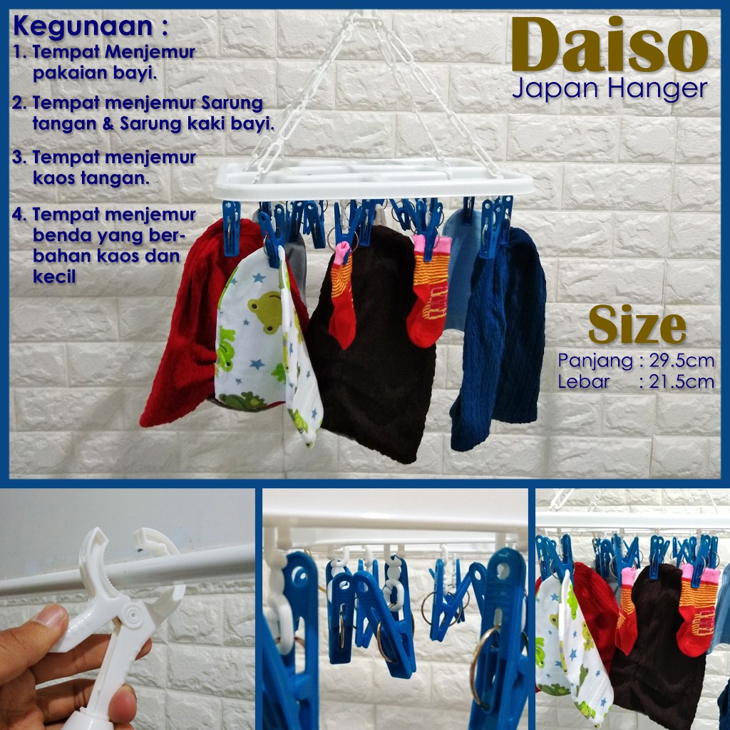 20 JEMURAN GANTUNG Balkon Hanger Baju Bayi DAISO JAPAN Isi 20 Jepit jepitan gantungan jemur