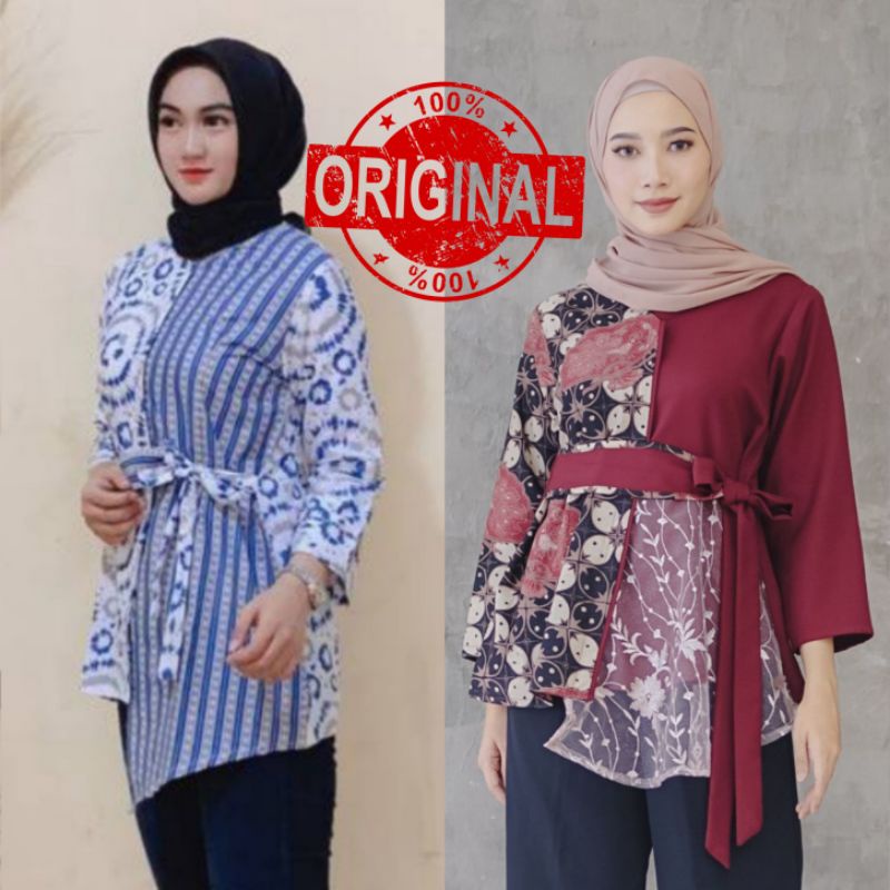 Batik wanita ASJ SA HRB026 Kenongo Kemeja Tosca Pendek-1