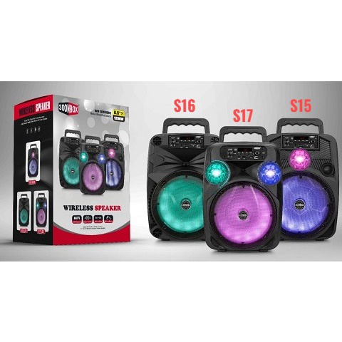 Speaker + MIC Bluetooth Karaoke SOONBOX S15, S16, S17 Full Bass 6.5inch WIRELESS SPEAKER PORTABLE SPEAKER MUSIC BOX BLUETOOTH