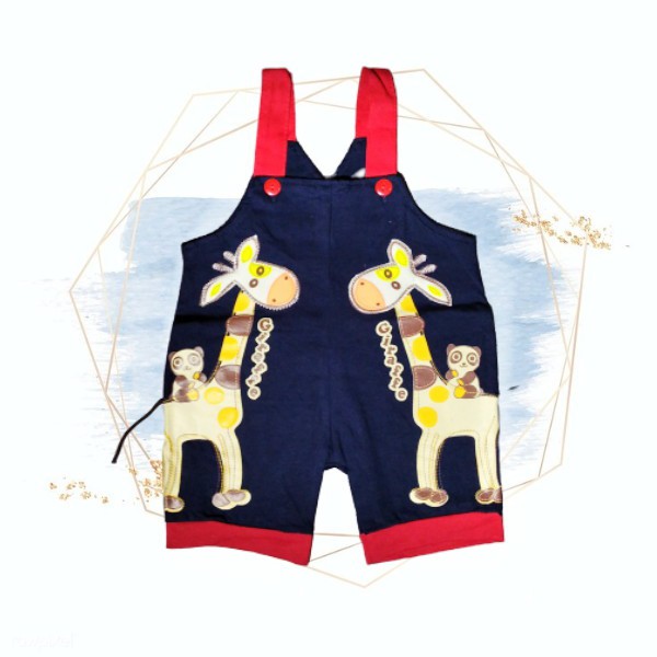 setelan baju bayi overall motif jerafah