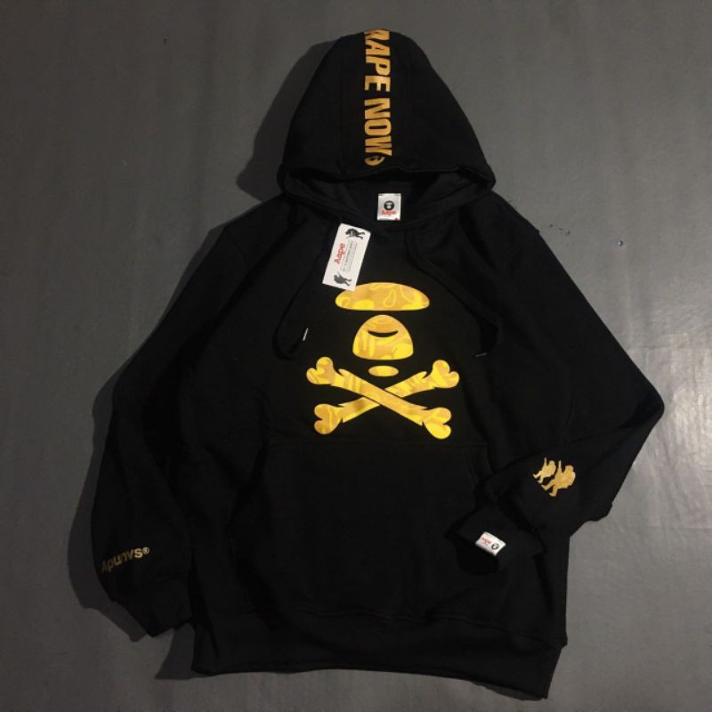 Hoodie Bape Aape Now Gold.Black Full Tag
