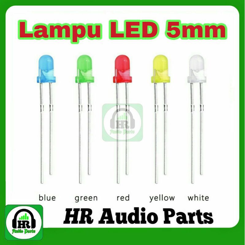 Led 5mm 5 mm Lampu LED Warna Biasa Merah Kuning Hijau Red Yellow Green