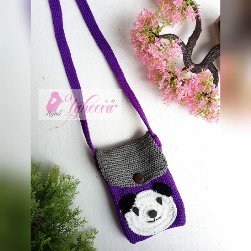 [HUSNA COLLECTION] Tas Hp Panda / TAS RAJUT MOTIF PANDA