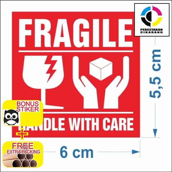 Grosir Sticker Fragile handle with care Stiker Awas Pecah 6 x 55 cm Keren