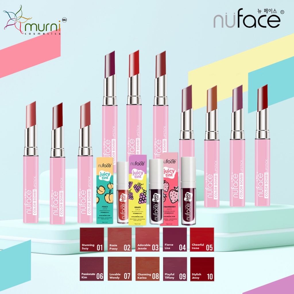 NUFACE NU MATTE COLOR BOMB LIPSTICK , NUFACE JUICY TINT ,  LIP BALM