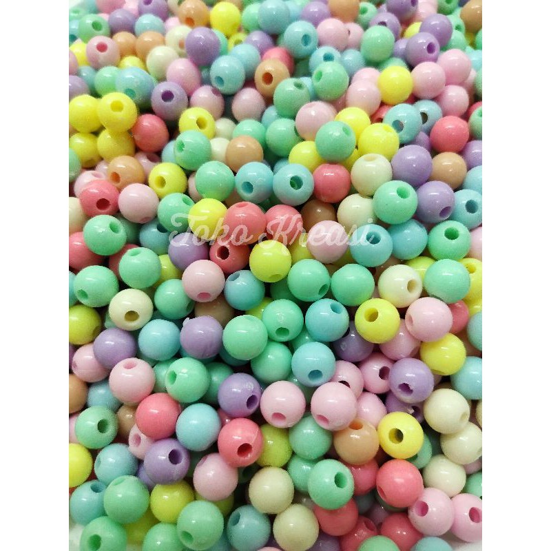 (Per Pack) Manik / Mote bulat 4mm, 6mm , 8mm , 10mm warna pastel