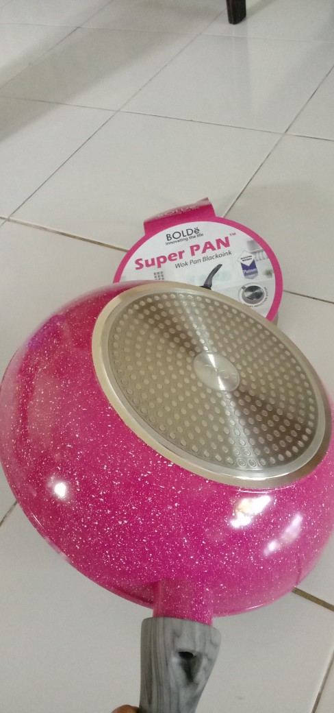 Wok ( Wajan ) 28 Cm, Granite Blackpink Original Bolde