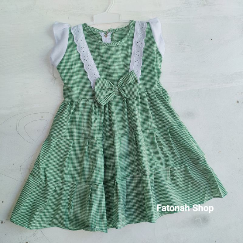 Dress anak 2 3 tahun gaun anak cewek kotak Baju anak cewek perempuan ( dress vikotak ) Fatonah Shop