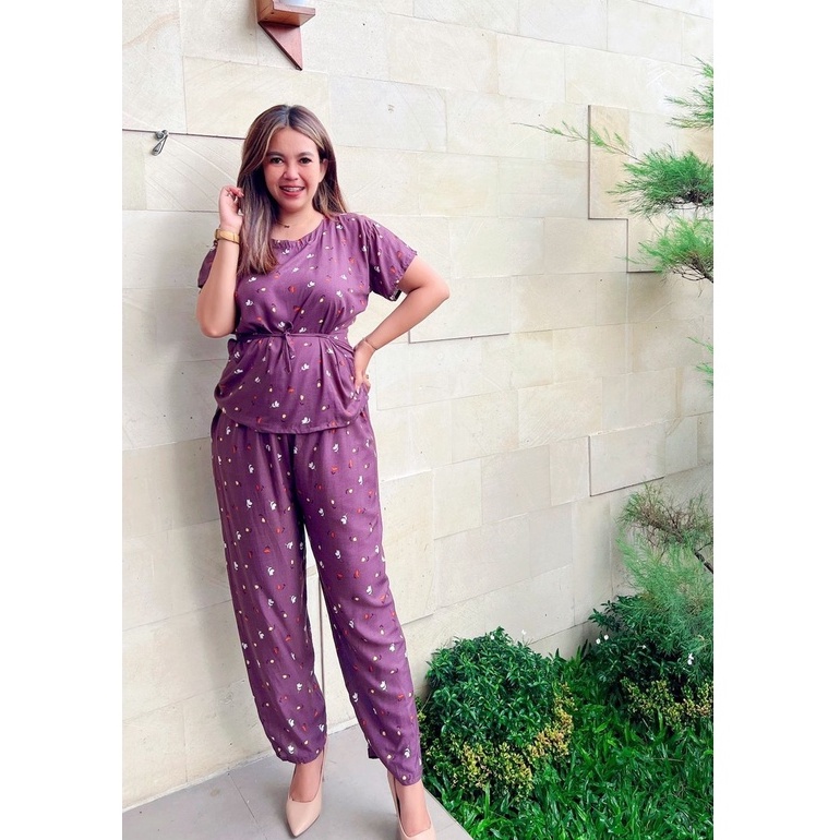 Daster Babydoll Panjang Bali-BD - NAGITA EGGPLANT