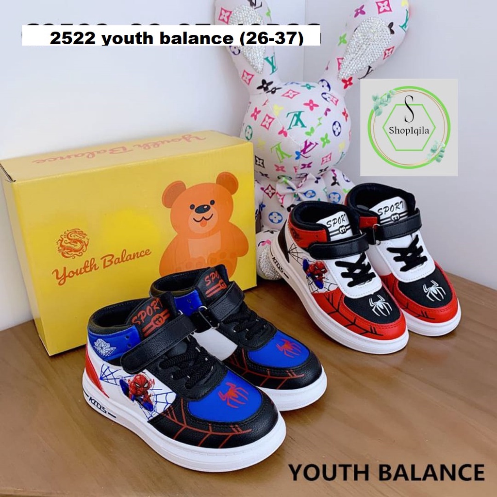 sepatu anak laki-laki motif  spidernan import l youth balance 2522 ukuran (26-37) || COD || sepatu import berkualitas tinggi karakter spiderman