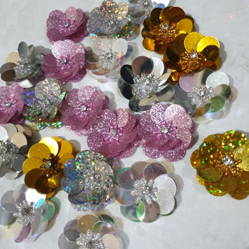 Bunga Payet Teratai +-3,5 cm/per 5 pcs