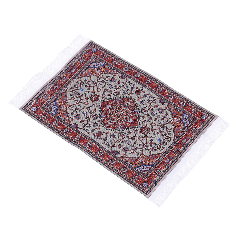 【Theredsunrisesiwy.id】1:12 Dollhouse miniature embroidered carpet woven floral rug floor coverings