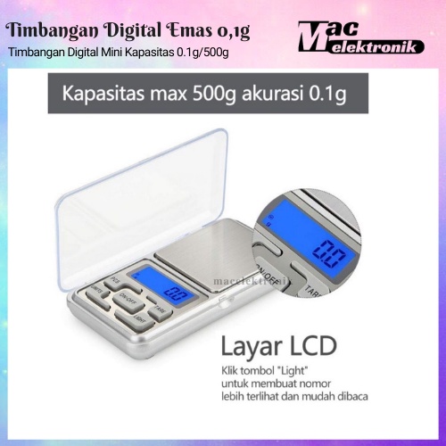 Timbangan Emas Digital Kapasitas 0.1g SAMPAI 500g Akurasi SUDAH DAPET BATERAI