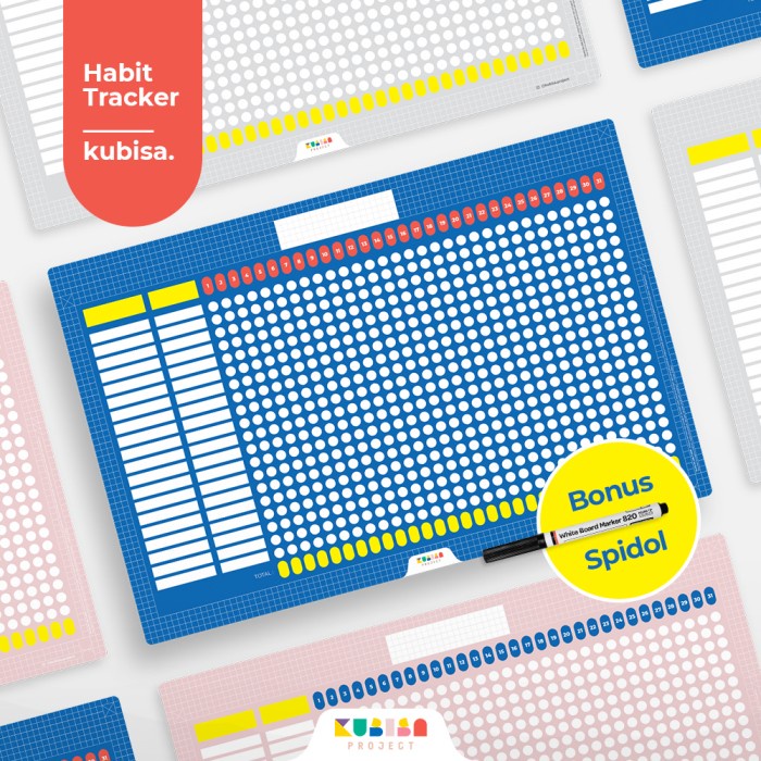 

[RESTOCK] Wall Planner / Habit Tracker A3+ (Bonus Spidol) | Kubisa Project - Biru