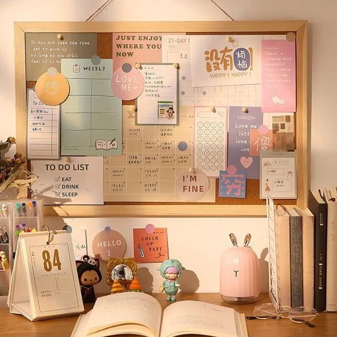 

NeN⭐️ Message board Background Boardsend sticker cork message board Decorative Board With Frame Cork Board /Pasti Murah