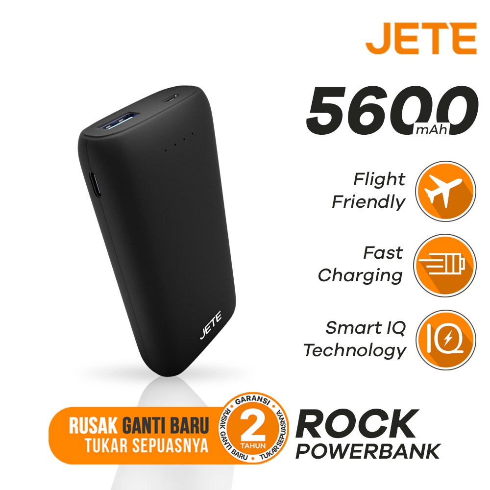 PowerBank 5600 MaH Fast Charging | Quick Charge | Smart IQ Technology  JETE Rock - Garansi 2 Tahun