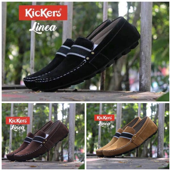 Sepatu Casual Slip On Pria Mocassin Dasi Loafers Suede Formal -KICKERS LINEA suede original handmade