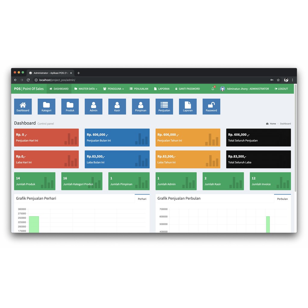 Aplikasi Web Sistem Informasi Penjualan Kasir Point Of Sales (POS) PHP MySQLi &amp; Ajax