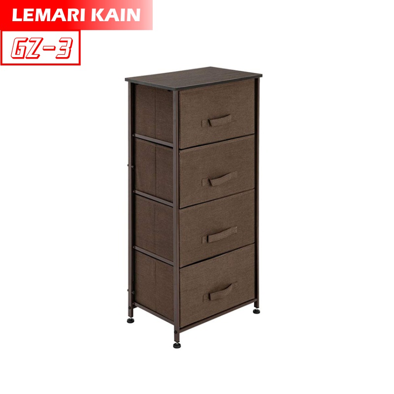 Lemari Kain Linen 4 Laci Sedang Lemari Sisi Ranjang Lemari Portable GZ-3 Worldhome66