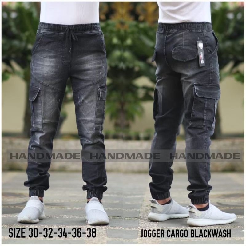 G00D QUALLITY Celana jeans pria ripped sobek / robek lutut model jogger cargo COWOK Santai