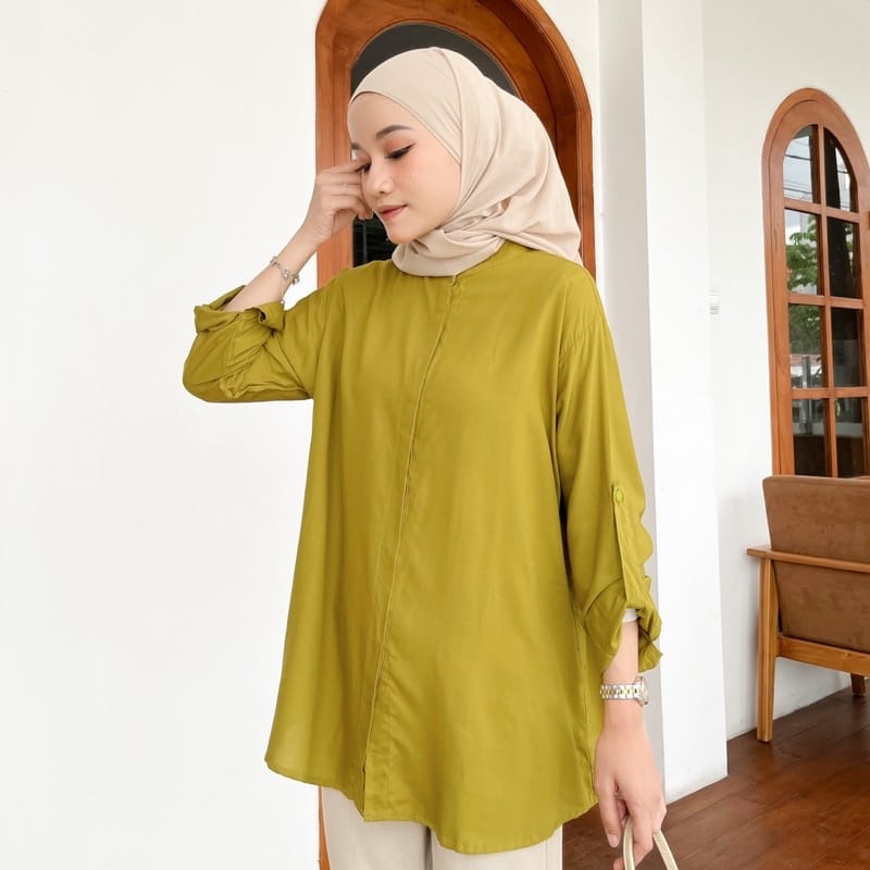 BEFAST - ZEC OOTD Blouse CASPER / Moldy Rayon Diamond Blouse / Kemeja Wanita Terbaru / Atasan Lengan Panjang / Hem Polos / Pakaian Casual Wanita / Kemeja Kerja Formal / Fashion Kekinian Wanita ABG / Terlaris