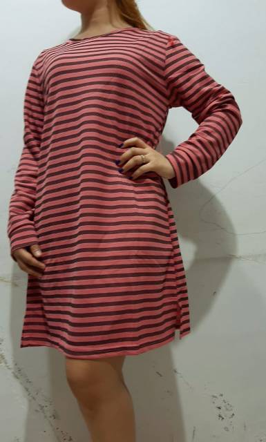 DRESS SALUR PANJANG BELAH SAMPING TANGAN PANJANG /TUNIK CEWEK MURAH