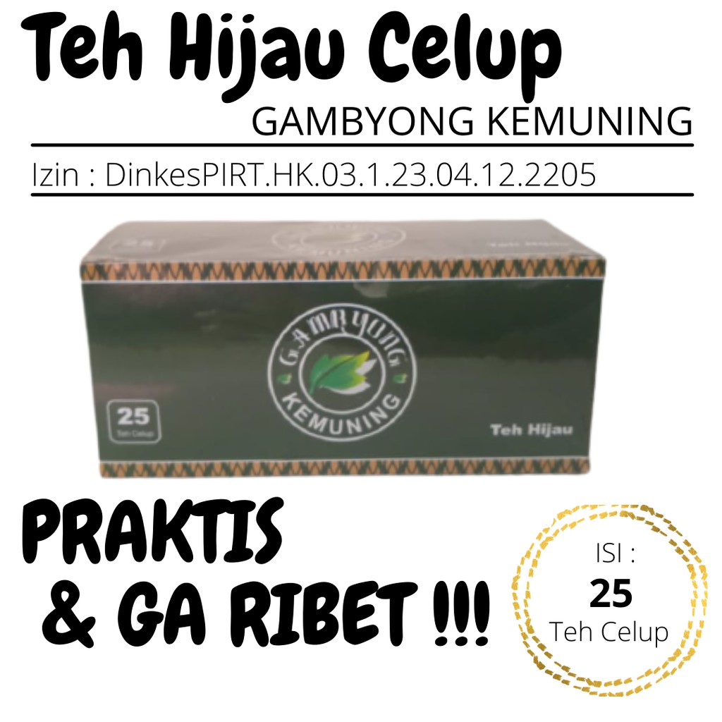 

Teh Hijau Celup 50 Gram Ganbyong Oleh - oleh Khas Kemuning