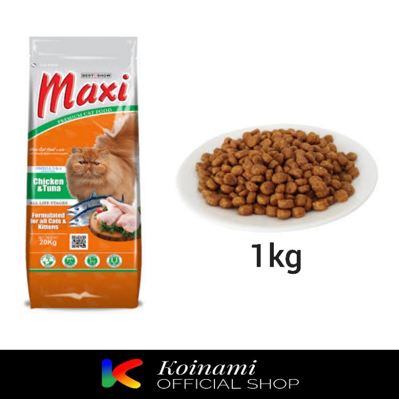 MAXI CAT FOOD 1kg / makanan kucing repack / pakan hewan / dray food / cat food