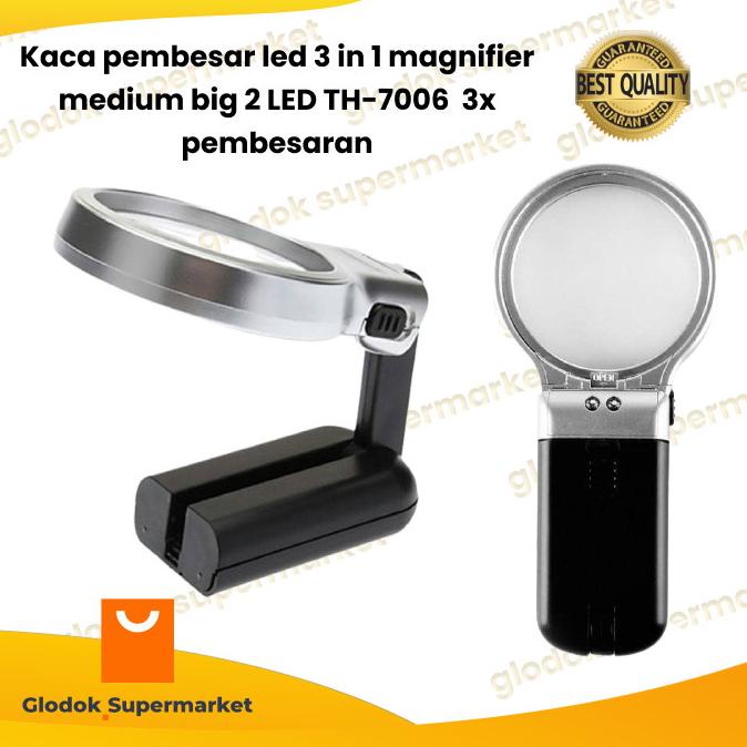 

Big Sale kaca pembesar led 3 in 1 magnifier medium 2 LED TH-7006 3x pembesaran Big Sale