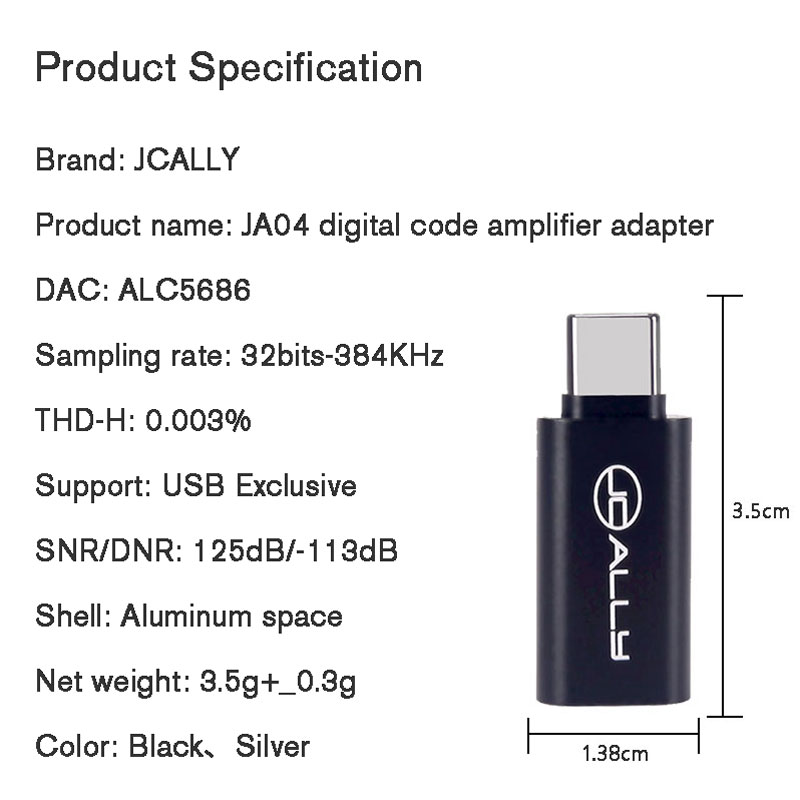 Jcally Ja04 Alc5686 Adapter Audio Hifi Decoding Global Dac Chip Untuk Google Huawei