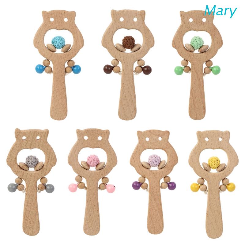 Mary Mainan Teether Bayi Bentuk Burung Hantu Bahan Kayu