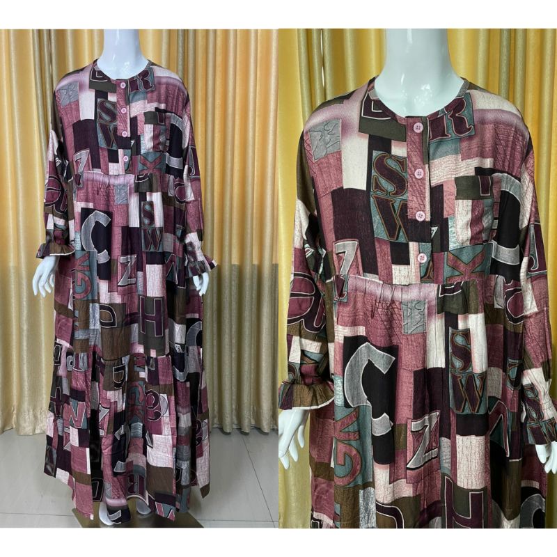 Baju Gamis salvina jumbo 4L 5L motif