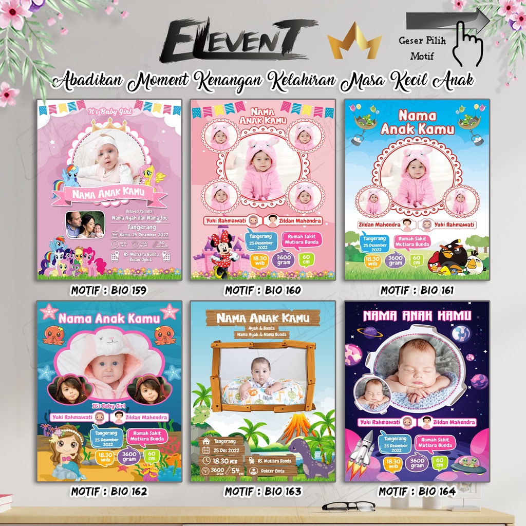 Biodata Anak Bingkai Kaca Foto 10R data kelahiran Anak Biografi baby Wall Decor Custom Biodata Bayi Unik Kado bayi hadiah Newborn baby pigura kaca Gantung Frame Photo bayi Hiasan Menarik Hadiah Lucu Keponakan Dinding Free Desain Murah