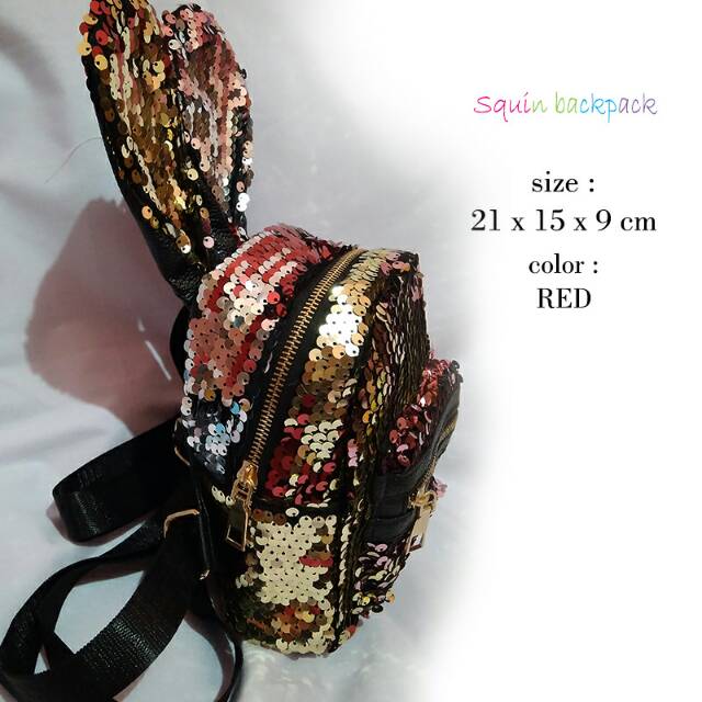 Tas sequin rabbit / tas ransel sequin anak