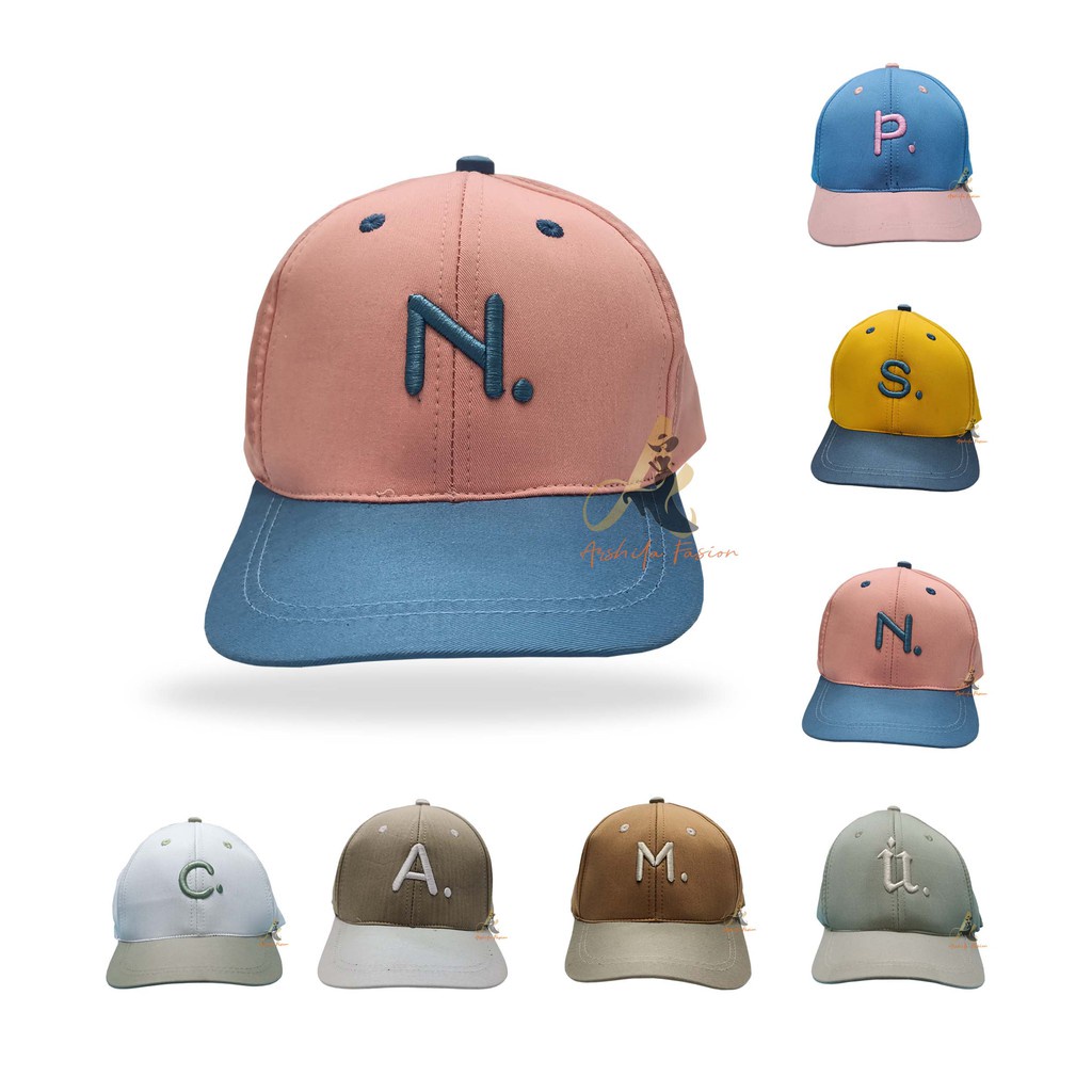 Topi Anak Bordir Inisial / Topi Anak Huruf Alfabeth Usia 3-12 Tahun-4