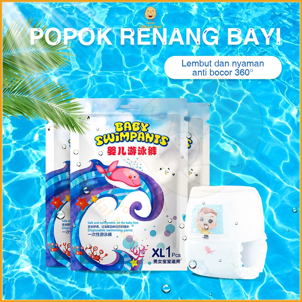 Lacoo 2layer Popok celana renang khusus anak bayi Diapers renang bayi elastisitas Swim diaper baby