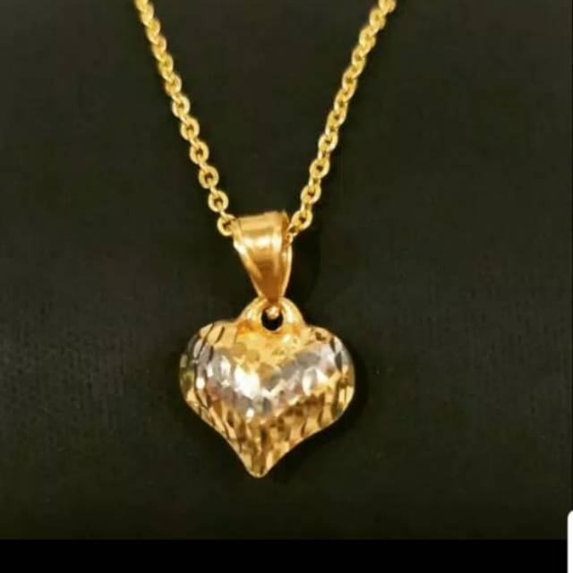 Set kalung emas asli kadar 700 liontin hati 2 in 1 model hadiah remaja