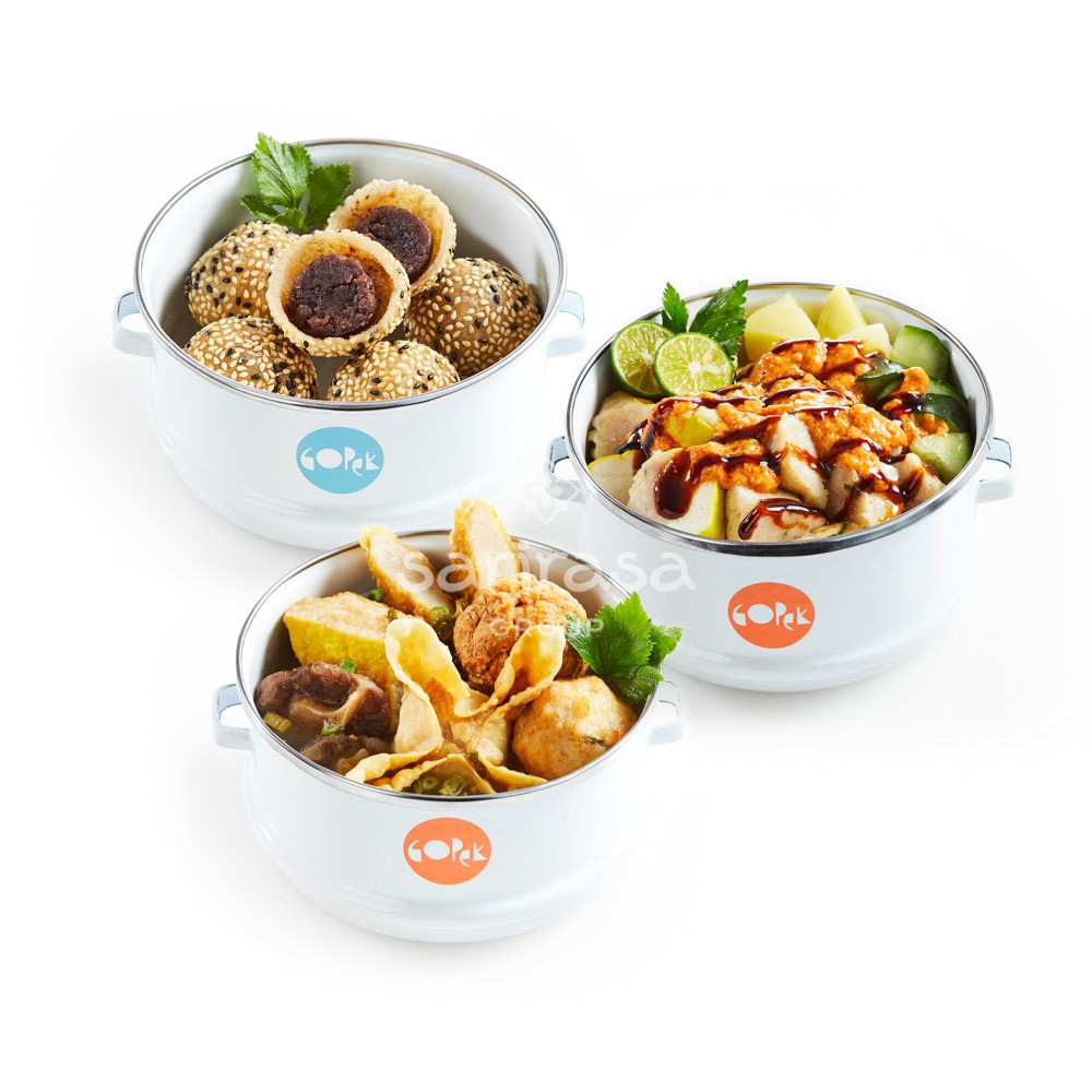 

Sarirasa - Foodiesia Rantang Hati Tentram Ukuran S / M (Bakwan/Bakso, Onde Onde, Siomay Campur)