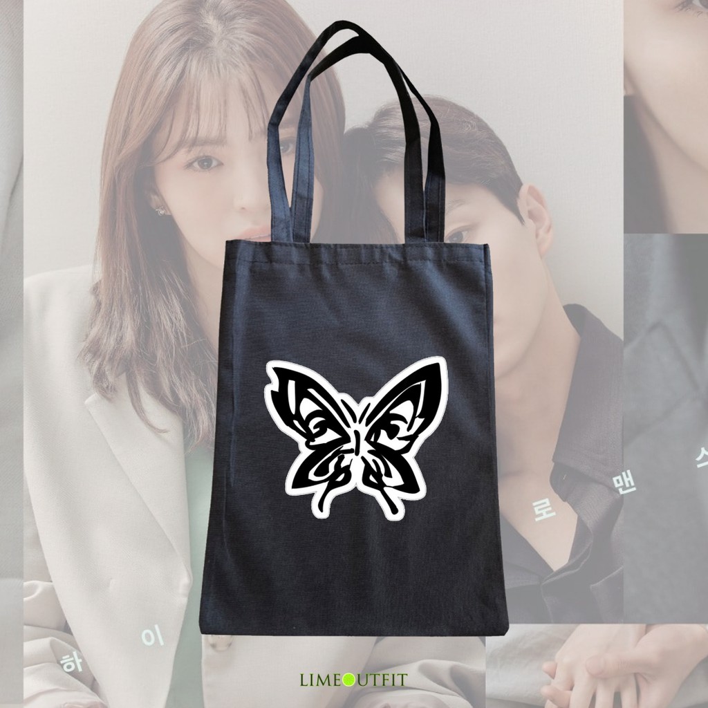 TOTE BAG NEVERTHELESS BUTTERFLY TATTOO PARK JAE EON K-DRAMA - TOTE BAG KANVAS
