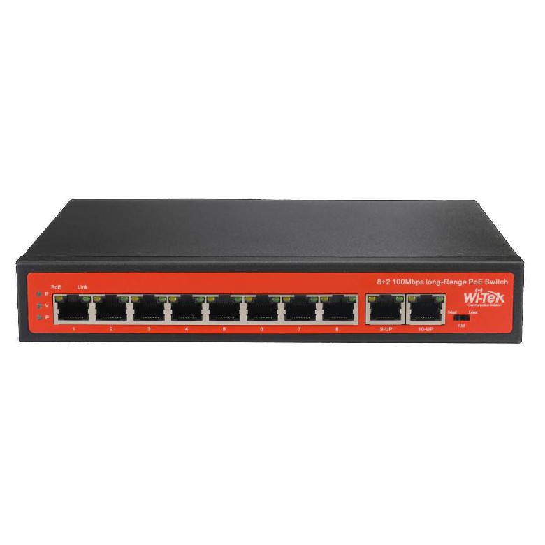 Wi-Tek WI-PS210 10-Port 48V 100Mbps PoE Switch with 8-Port PoE Witek
