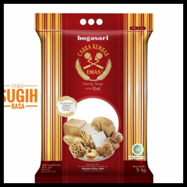 

TERBARUU!! Tepung Cakra Kembar Emas Tepung Terigu untuk Roti 5kg TERBARU