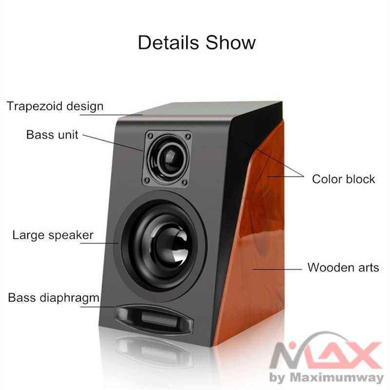 First Eye 950 HiFi Desktop Multimedia Stereo Speaker 2.0 Channel Warna Hitam Coklat